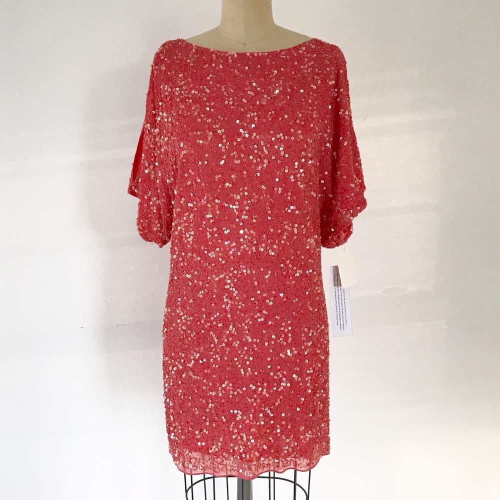 Aidan Mattox Pink Beaded Cocktail Dress